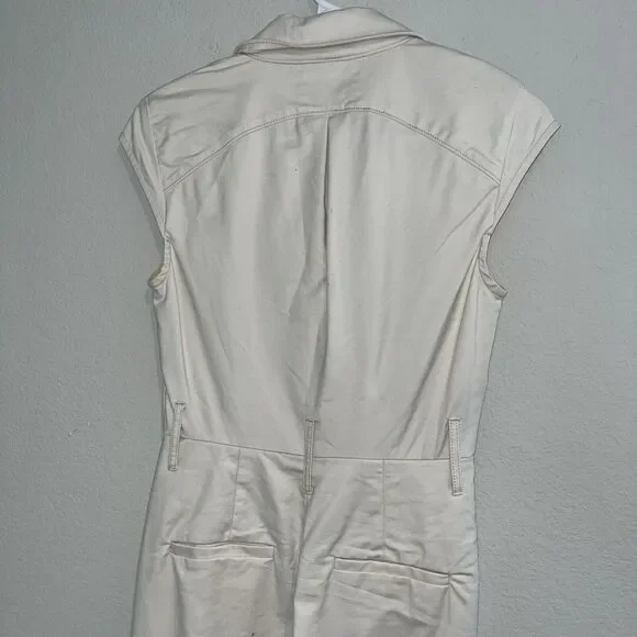 Anthropologie Eliza Utility Straight Leg Jumpsuit In Off White Size 0 - Picture 7 of 10